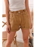 Damen-Shorts mit elastischem Bund, dunkelbeige 7032 – Online-Shop – Boutique